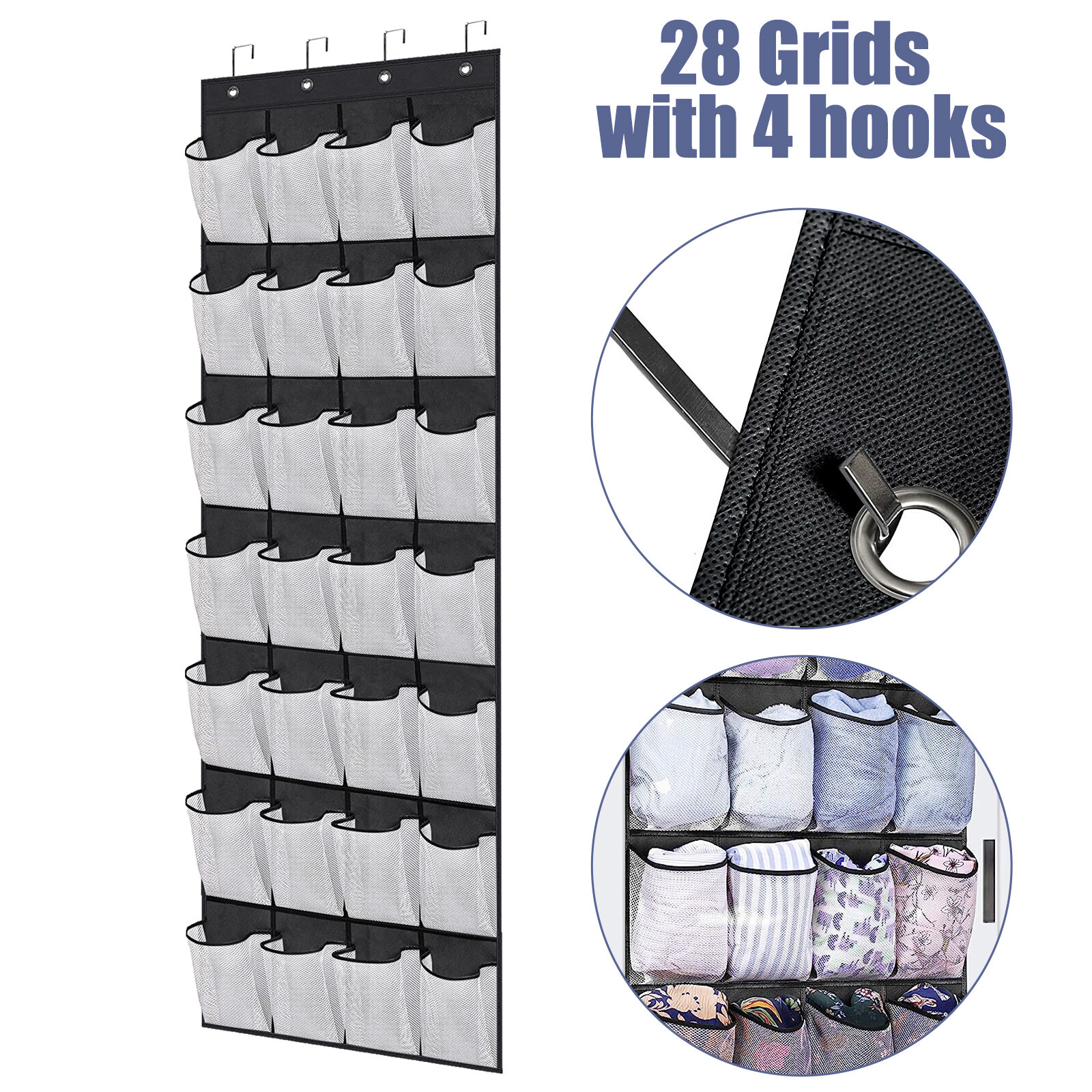 28 Grids Over Door Shoe Organizer Rack Hanging Storage Holder Hanger Bag Closet gallery