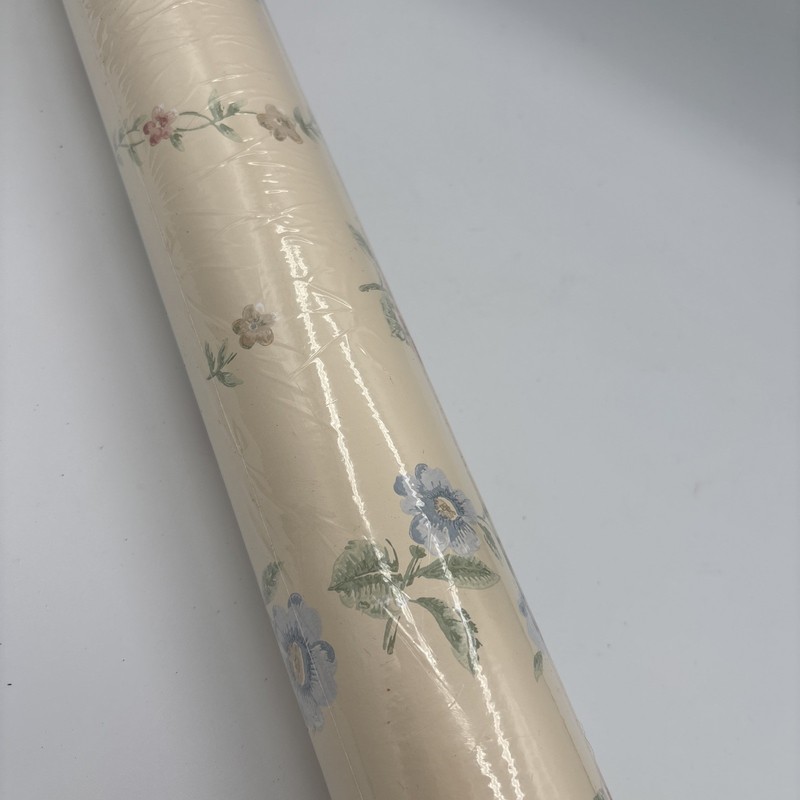 VTG Eisenhart Prepasted Strippable Floral Beige Cottage Roses Girl Wallpaper NOS gallery