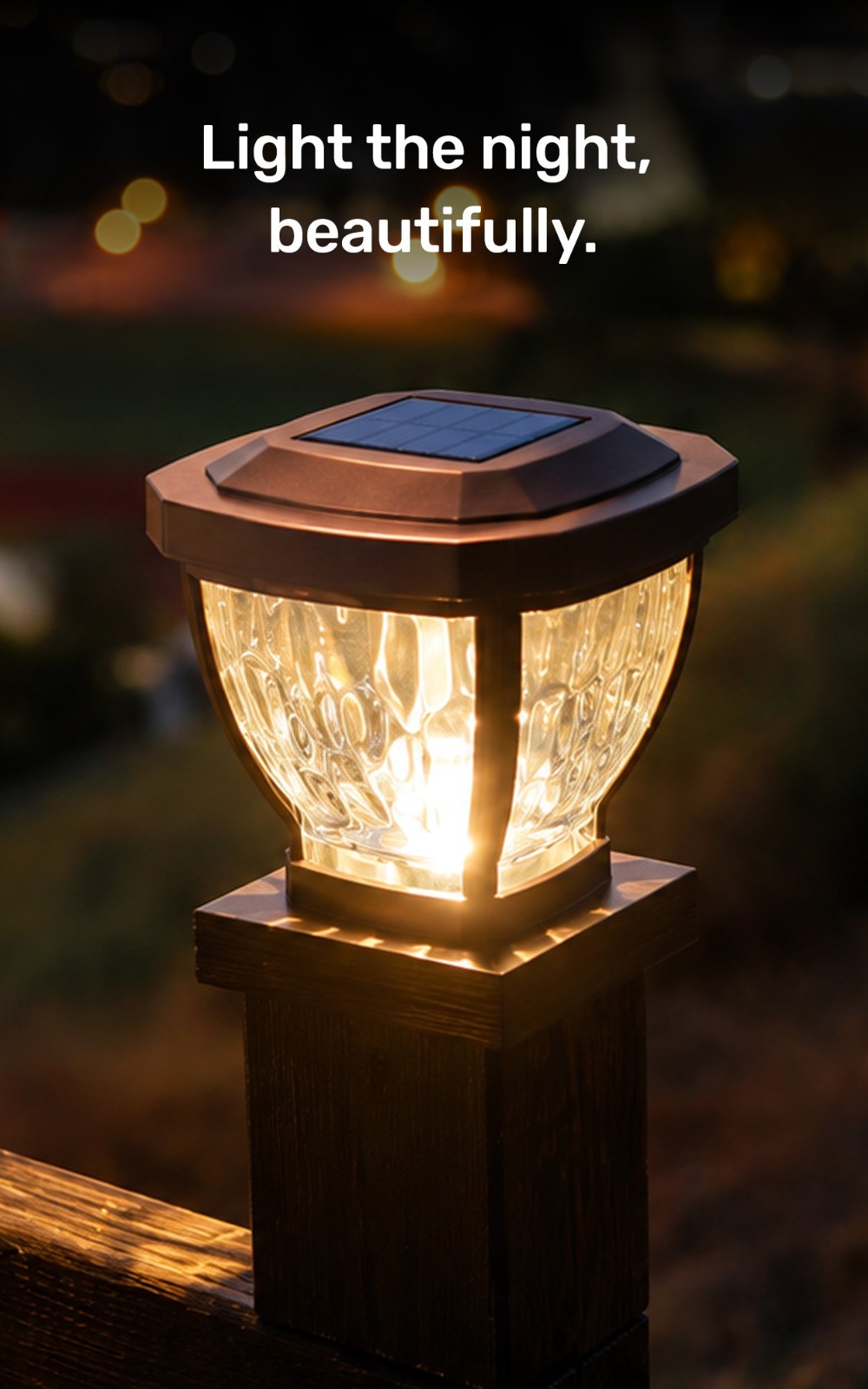 2-Pack Home Zone Solar Post Cap Lights Decorative Glass LED Outdoor 4x4 Bronze gallery