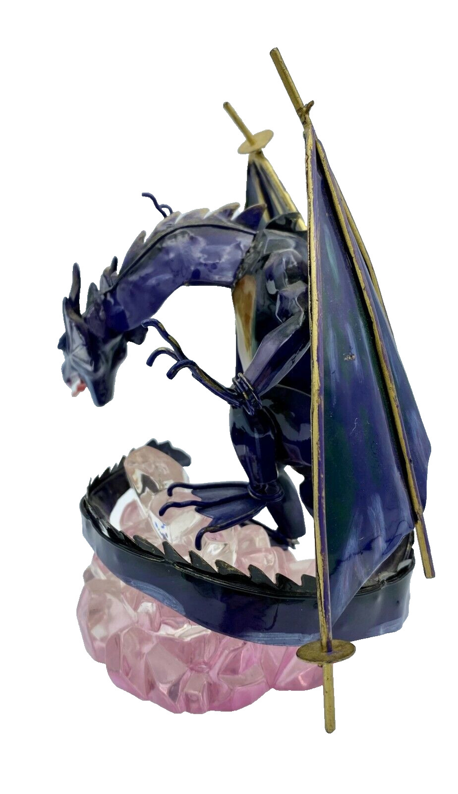 Dragon Figure Statue Purple Gold Fantasy Decor 7” Metal Resin Base Sculpture gallery