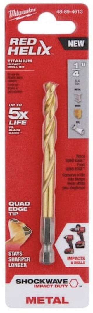 Milwaukee SHOCKWAVE 1/4 in. Titanium Twist Drill Bit, 48-89-4613 gallery
