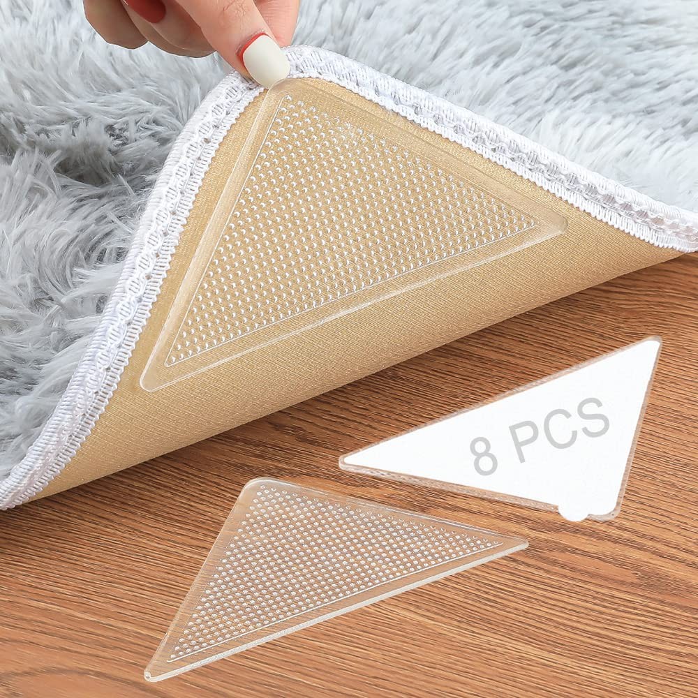 Rug Pad, Triangle Anti Slip and Non Curling Keep 3 x 6 inches, Clear gallery