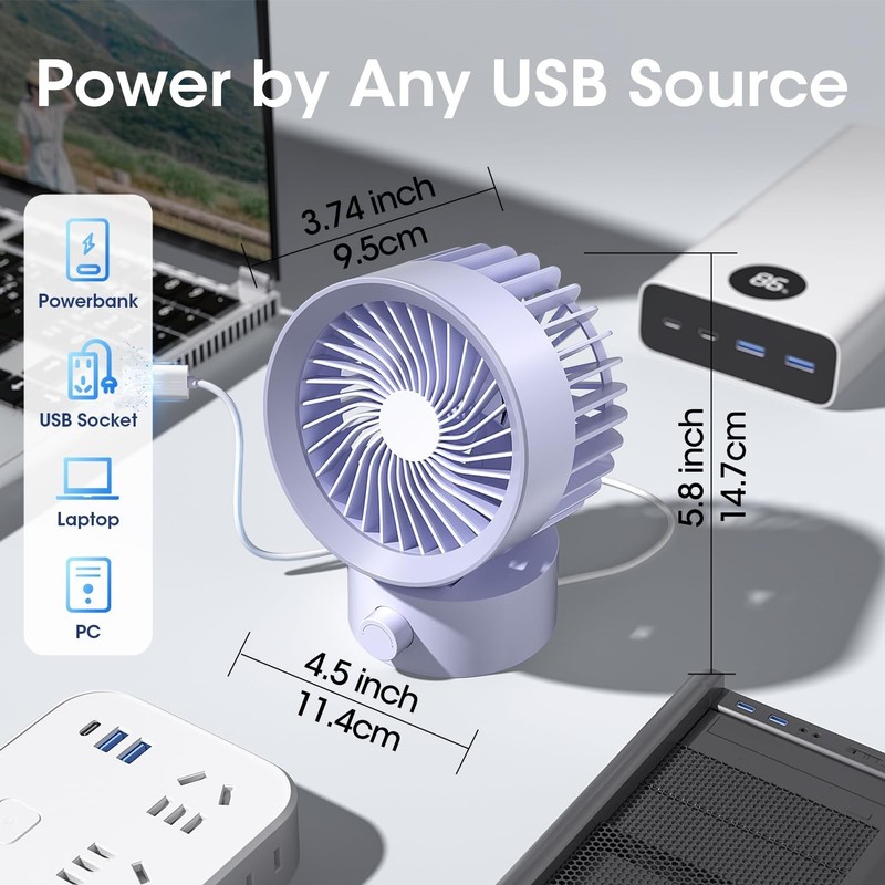 USB Desk Fan Small Quiet, Stepless Speed Mini Fans for Home Office Dorm Deskt... gallery