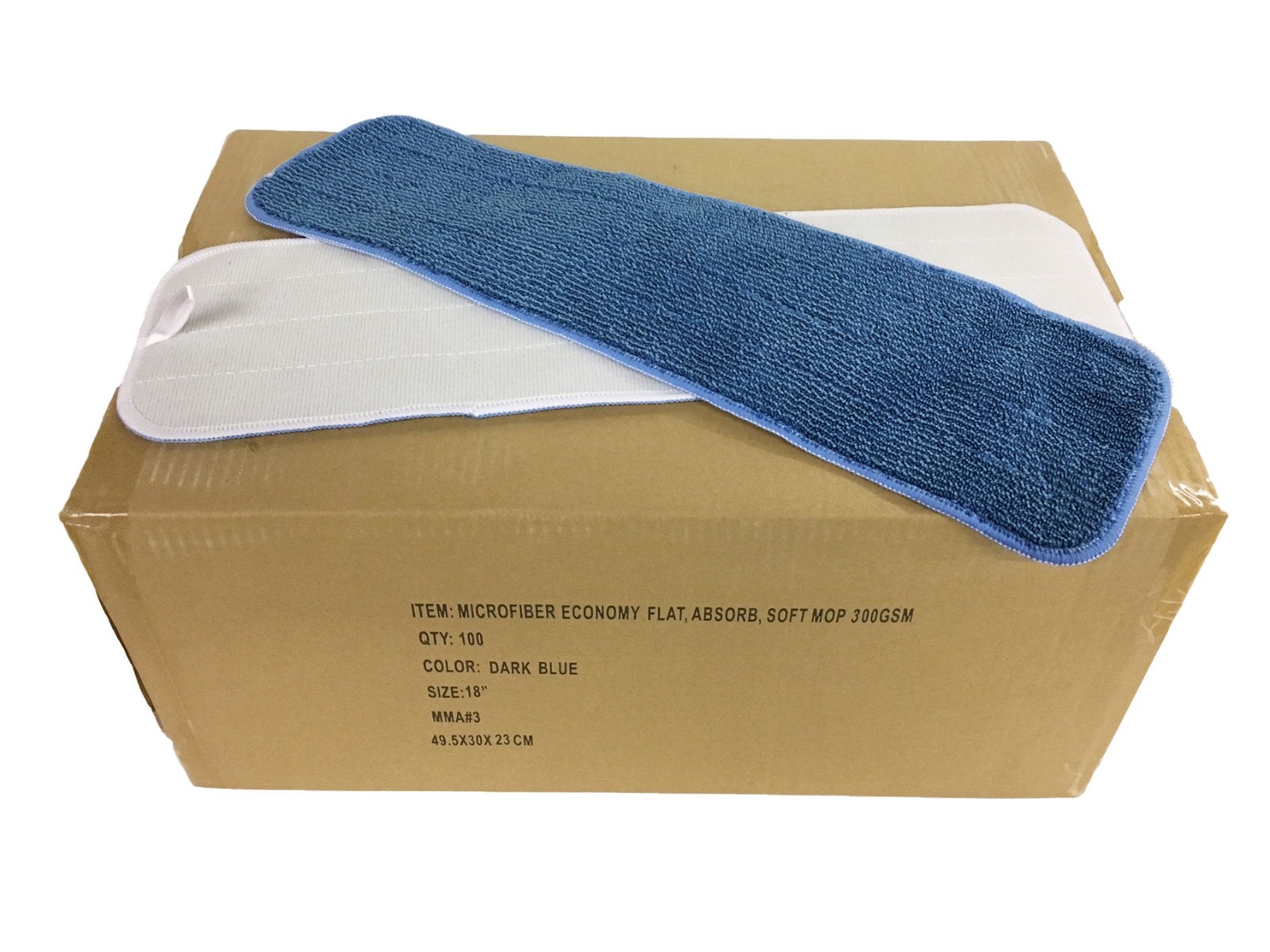 100 Case 18" Looped Microfiber Mop Pads Wet/Dry Refill 300GSM, Economy (Blue) gallery