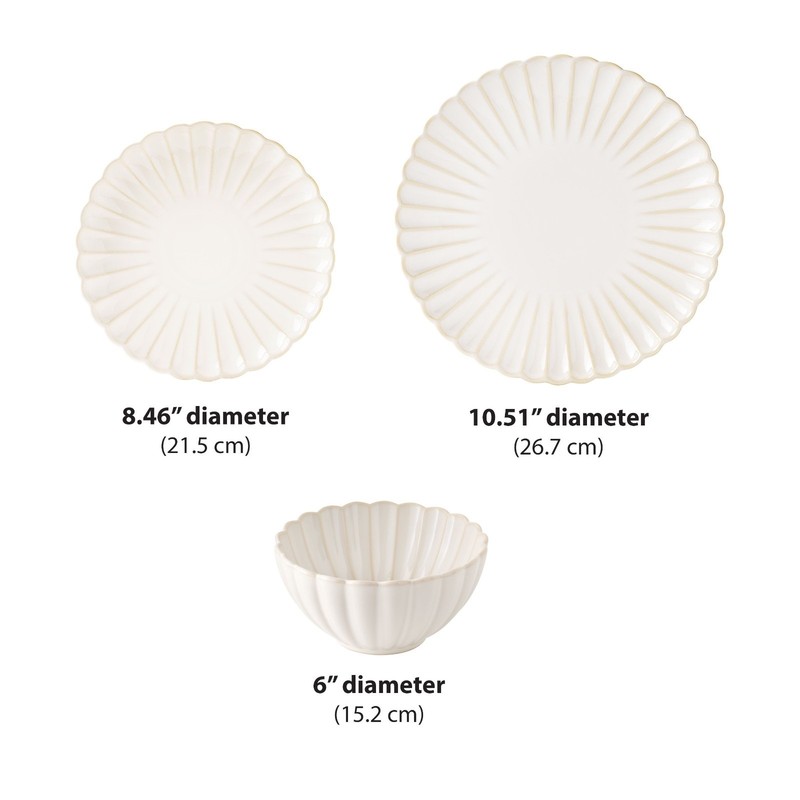 12-Piece Stoneware Dinnerware Set, Cream gallery