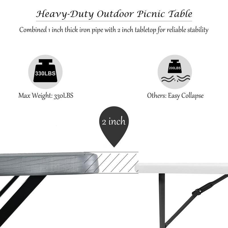 Costway Picnic Table Bench Set Outdoor Camping Backyard Garden Party All Weather gallery