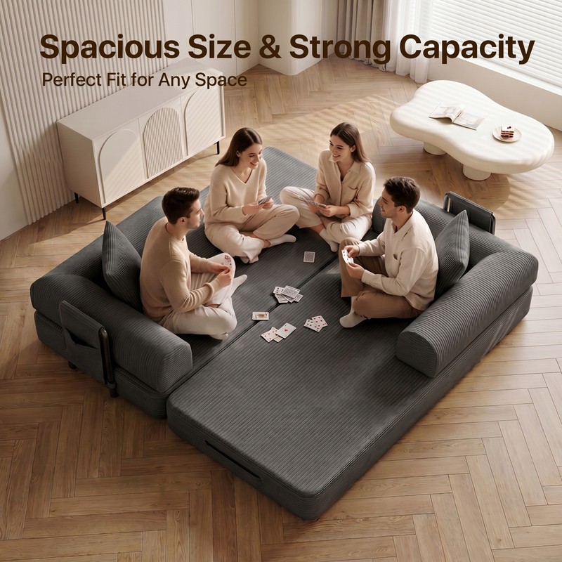 Washable Sofa Bed Couch Sleeper Convertible Fold-Out Bed Couch With Side Pockets gallery