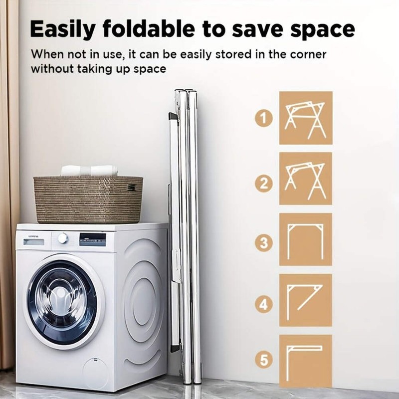 Extendable 48.4"-78.7" Folding Laundry Rack Indoor Outdoor Clothes Dryer gallery