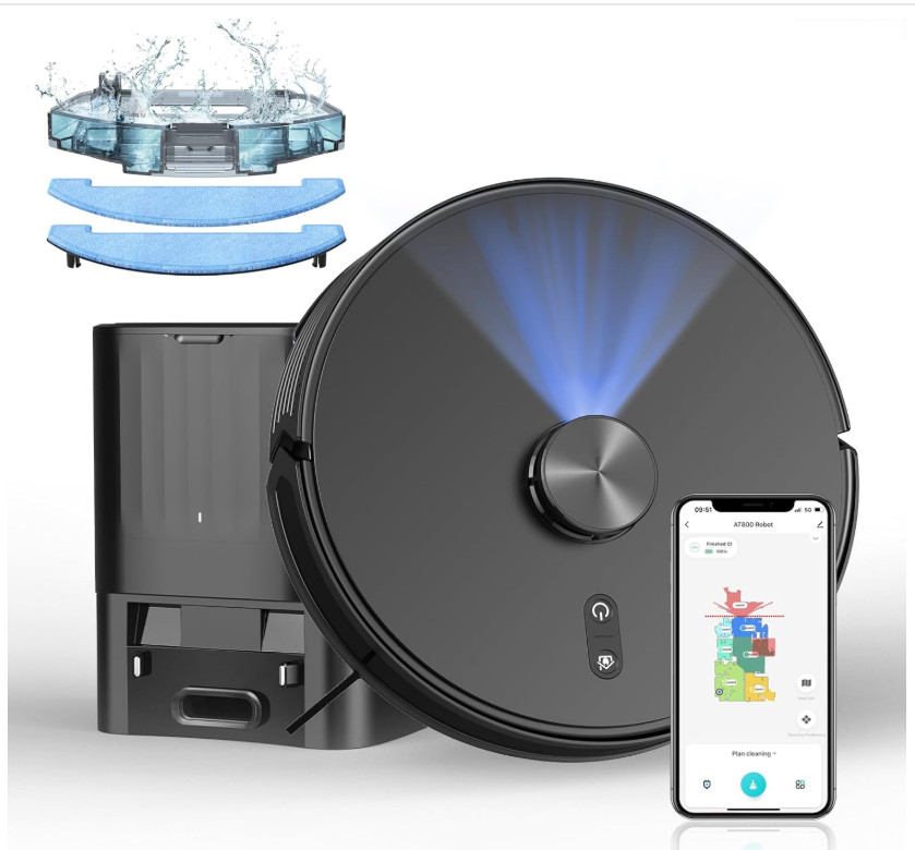 Robot Vacuum and Mop Combo with Self-Emptying Station (60-Day), LiDAR Navigation