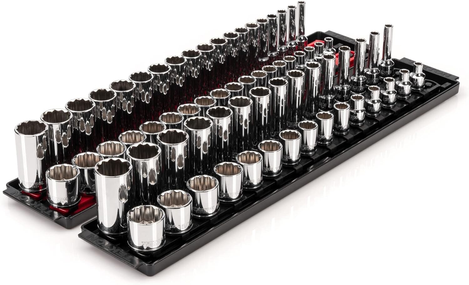 TEKTON 3/8 Inch Drive 12-Point Socket Set with Rails, 68-Piece | SHD91221 gallery