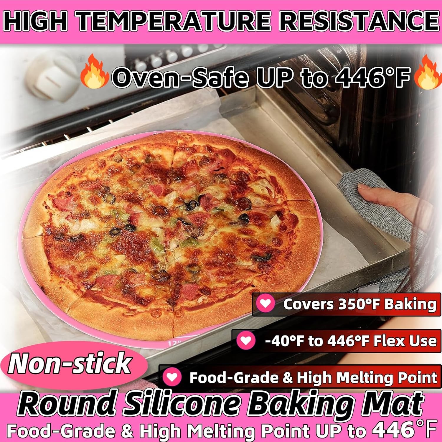 Round Silicone Baking Mat Pink 12 Inch Cake Mat Silicone Mats Baking Frost Form gallery