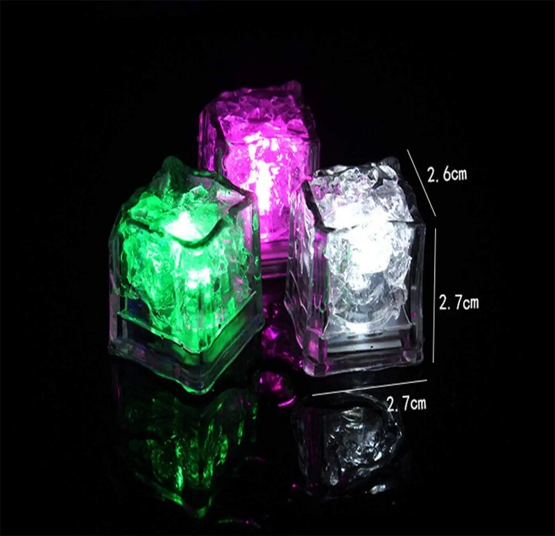 12 Light Up Led Ice Cube Multi Color Or Rainbow Flashing With On/Off Button gallery