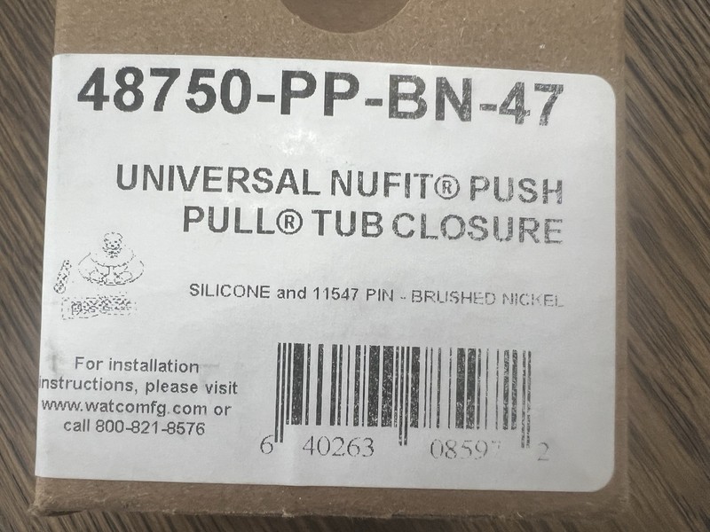 WATCO 48750-PP-BN-47 NuFit Push Pull Bath Stopper Brushed Nickel 3/8 in. to 5/16 gallery