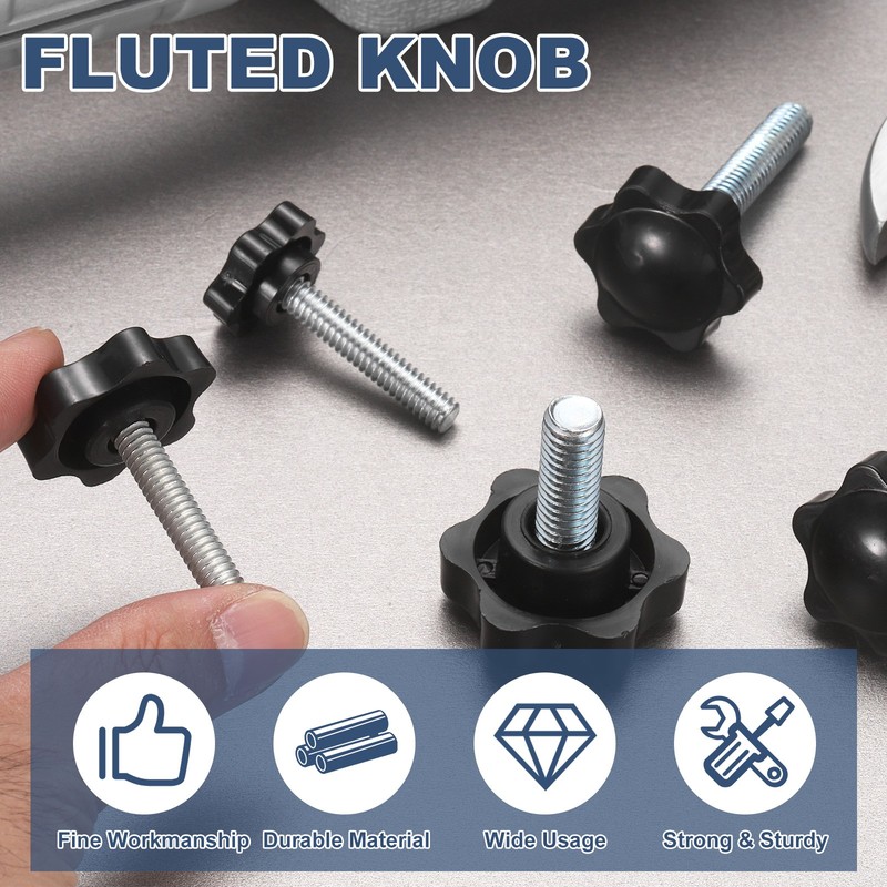 2Pcs 5/16"-18 Star Knobs 3.7" Stud Plastic Male Thread Clamping Hand Knob gallery