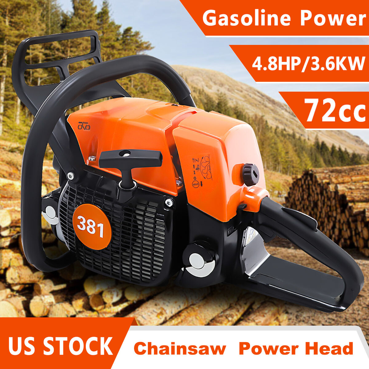 MS380 72cc Top Handle Chainsaw Gas Power Head For Stihl MS381 Fit 24/36in Bar gallery