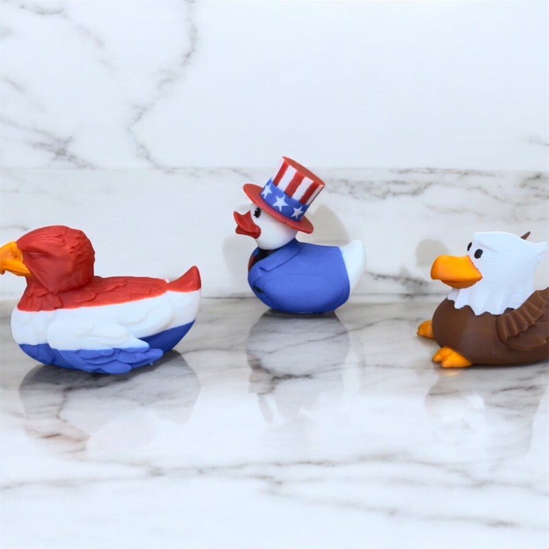 Patriotic Duck Figurines – Uncle Sam, Bald & Waving Eagle | Jeep Cruise 4th July gallery