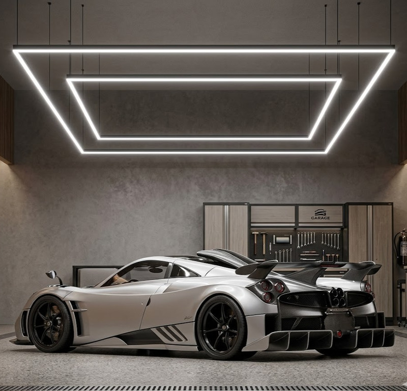 LED Garage Ceiling Light Double Rectangular Frame gallery