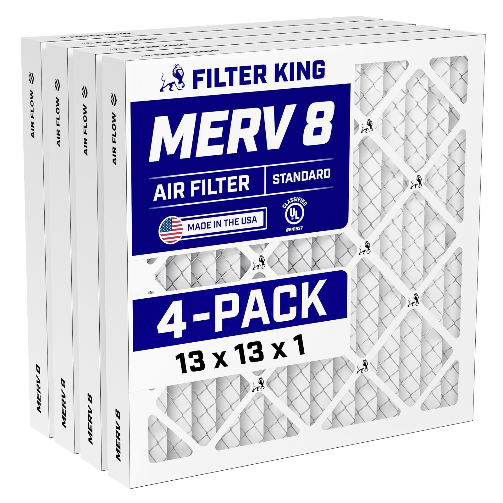 Filter King 13x13x1 Air Filter 4-PACK MERV 8 Actual Size 13 x 13 x .75" gallery