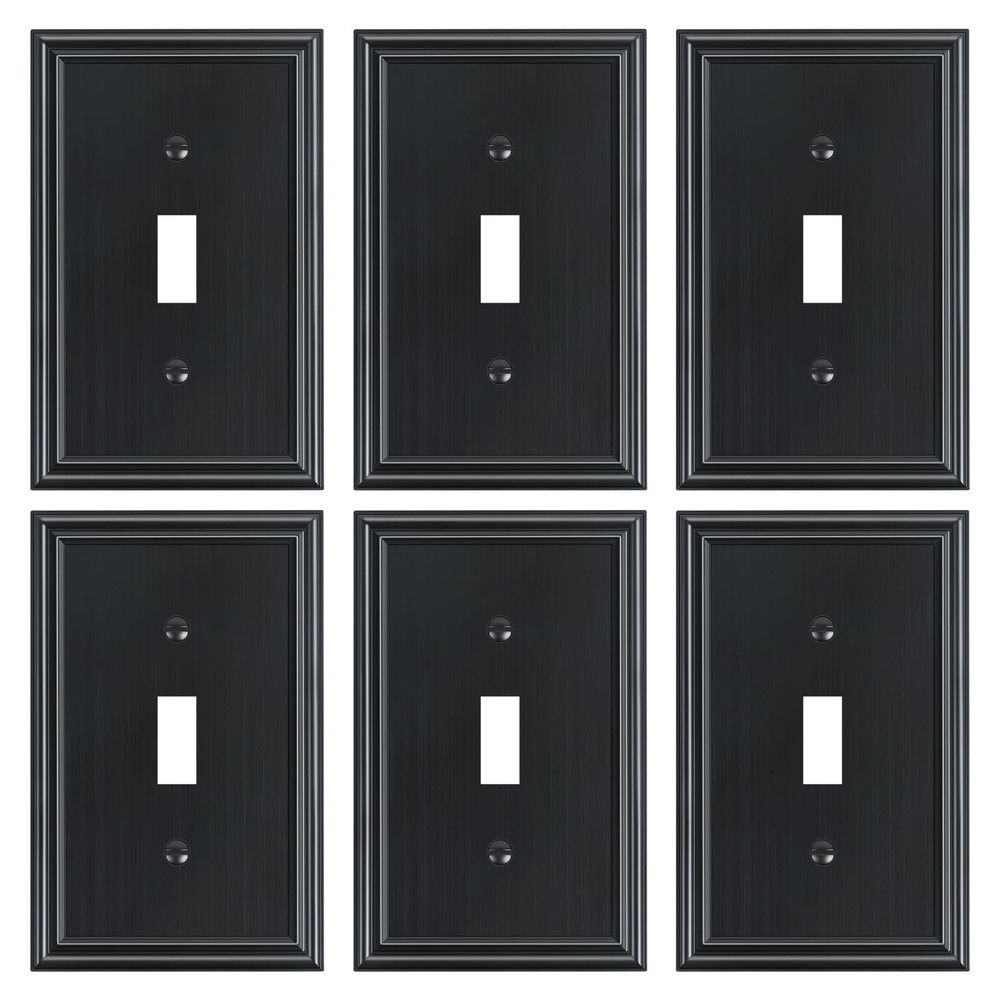 6-Pack Single Toggle Light Switch Cover Plate, Durable Solid Alloy Decorative...