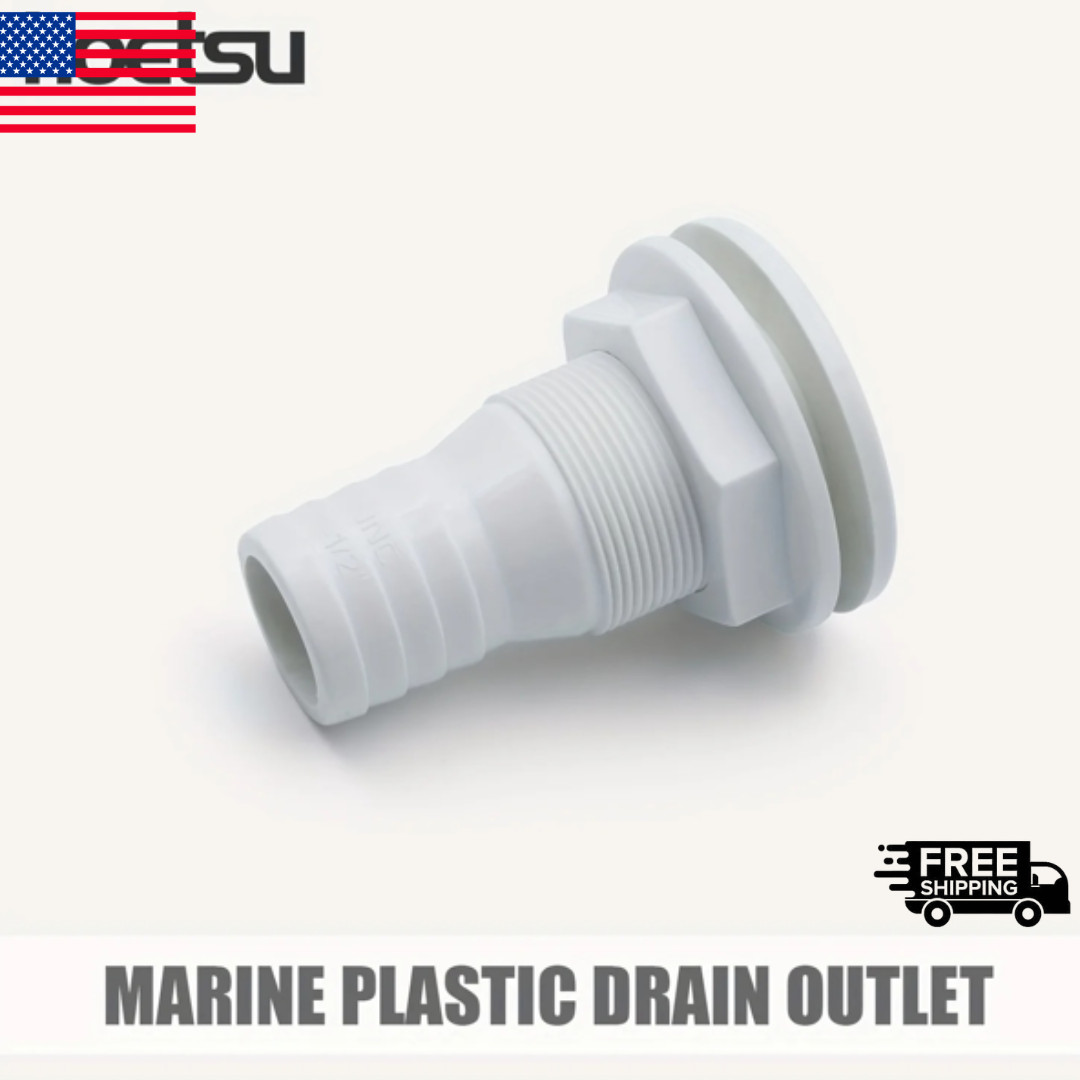 1” Thru Hull Fitting Marine Boat, Polypropylene, Plastic Drain Overflow Conne... gallery
