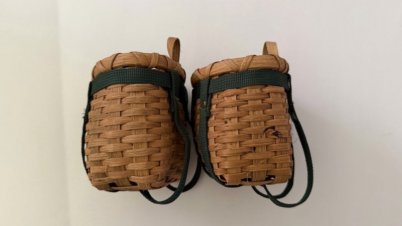 Two Mini Adirondack Backpack Baskets Wall-Mounted Wicker Organizer Home Decor gallery