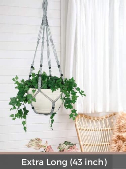 43 Inches Macrame Planter Hanger Large for2 inch Pot + Swag Hook (Extra 1 Gray gallery