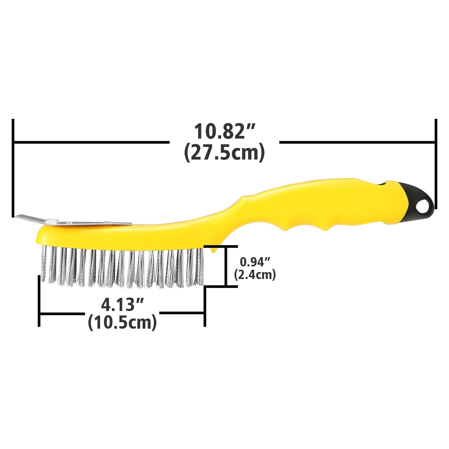 Wire Scratch Brush with Metal Scraper Plastic Handle Stainless Steel Bristles gallery