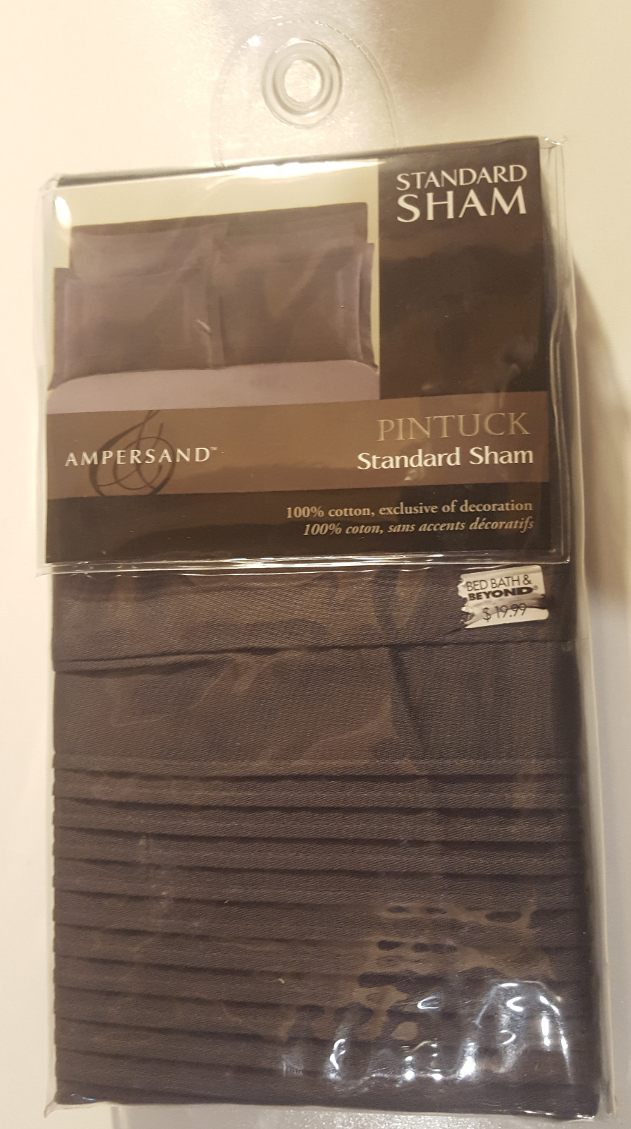 Pintuck Standard Pillow Sham 100% Cotton Charcoal NWT 20" W x 26" L gallery