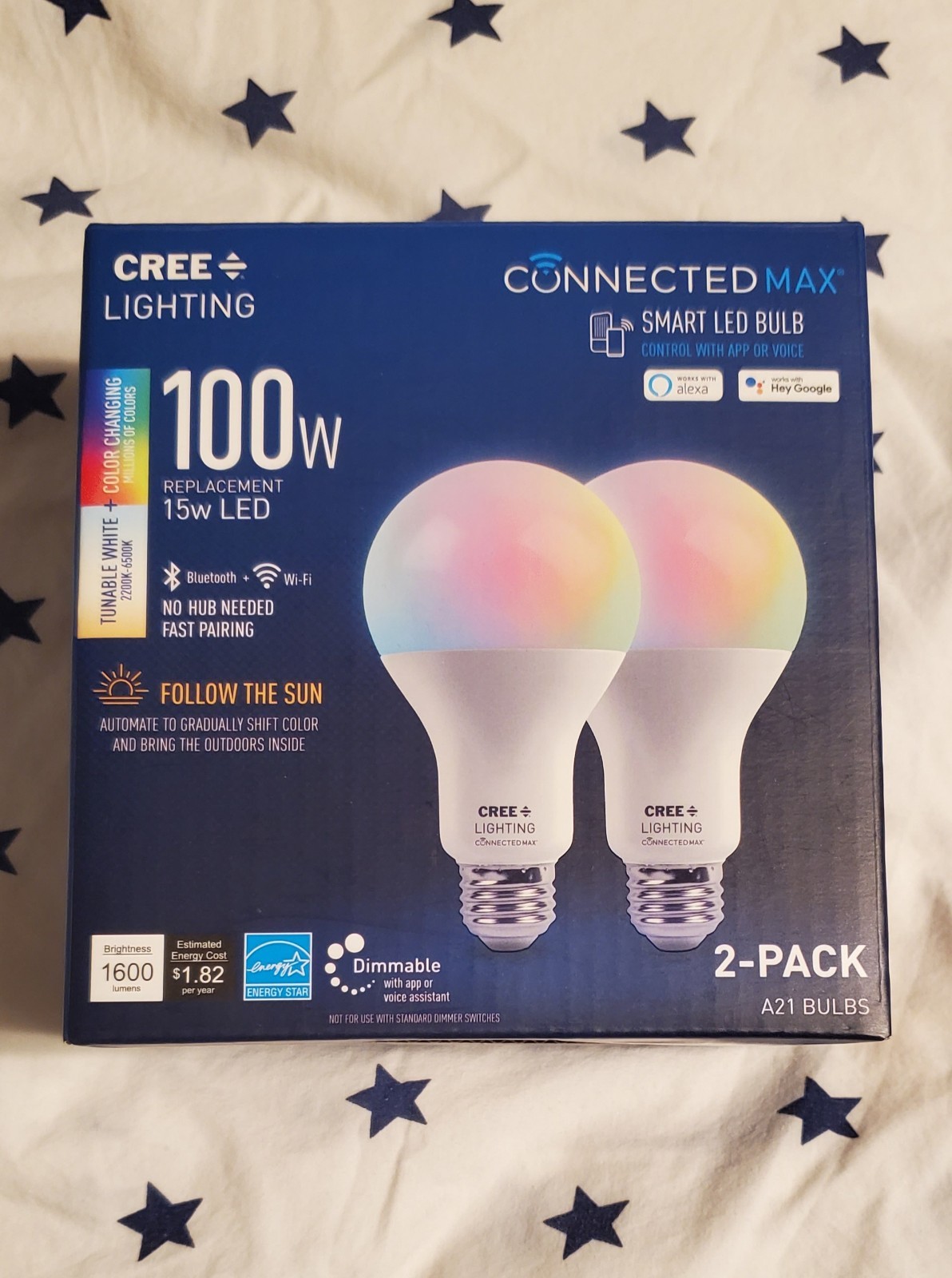 Cree Lighting Connected Max A21 Smart LED Bulb 2-Pack 15W 1600lm RGB gallery