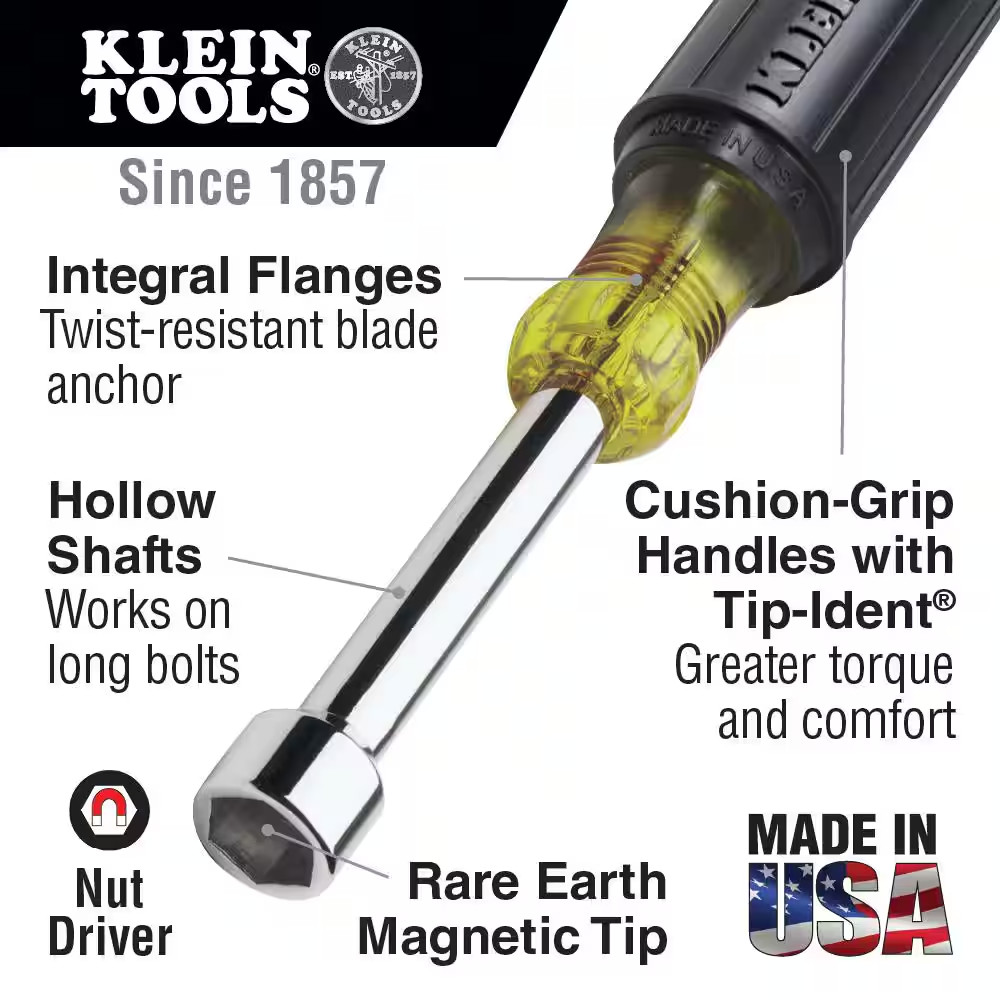 3/8 In. Magnetic Tip Nut Driver with 6 In. Hollow Shaft- Cushion Grip Handle gallery