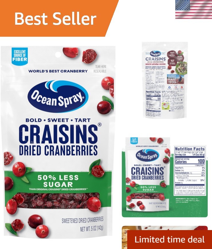 50% Less Sugar Craisins Dried Cranberries, 5 Oz Ideal for Baking and Snacking gallery