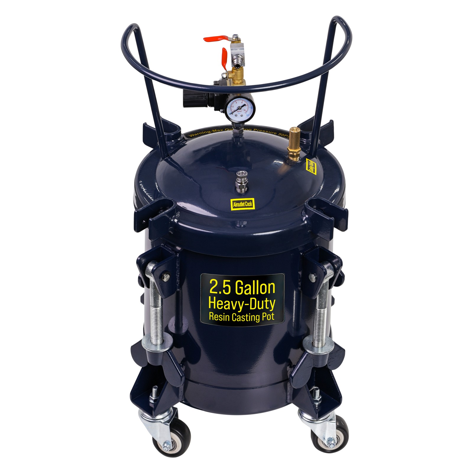 TCP Global 2.5 Gallon Resin Pressure Pot 10L Steel Casting Chamber w/Wheels gallery