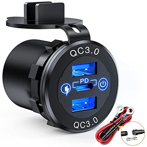 Dual USB Socket PD Type C and QC3.0 12V 24V Car Outlet PD Type C and Dual USB gallery