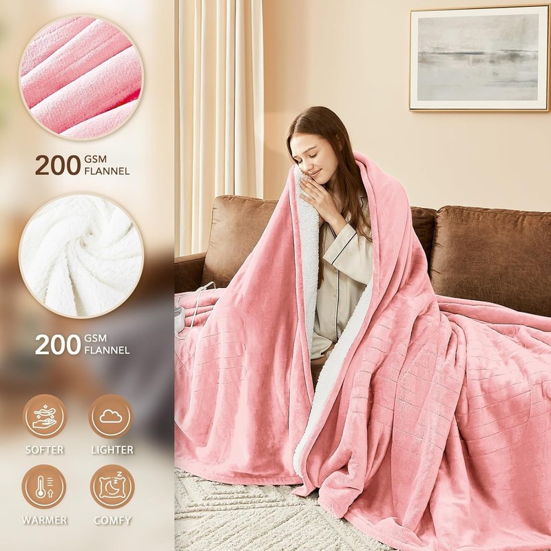 Energy-Efficient Electric Heated Blanket 84"x90" – Perfect for Napping & Reading gallery