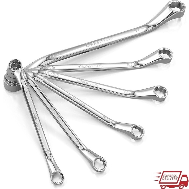 6pc Box End Wrench Set Offset Chrome Vanadium Steel Tool Organizer Tray New gallery