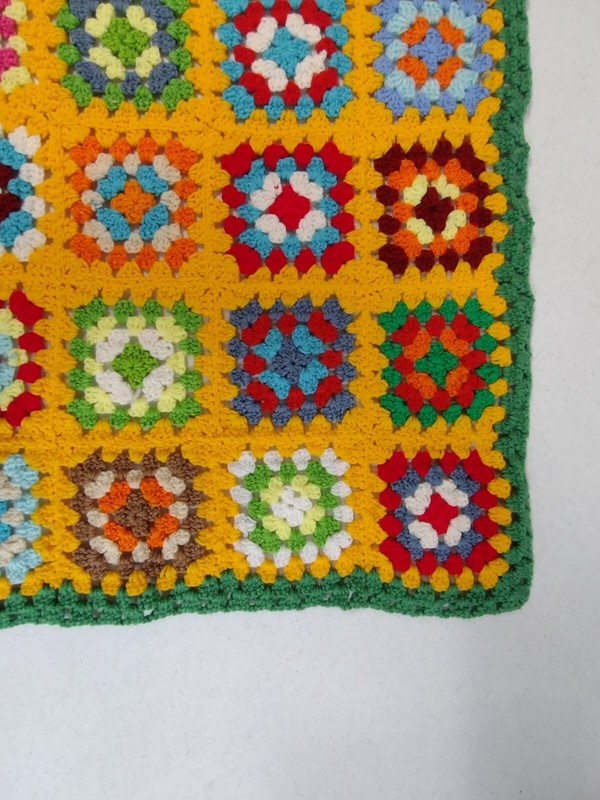 Afghan Multicolored Blanket Throw Crochet Granny Square Textured Homemade Chunky gallery