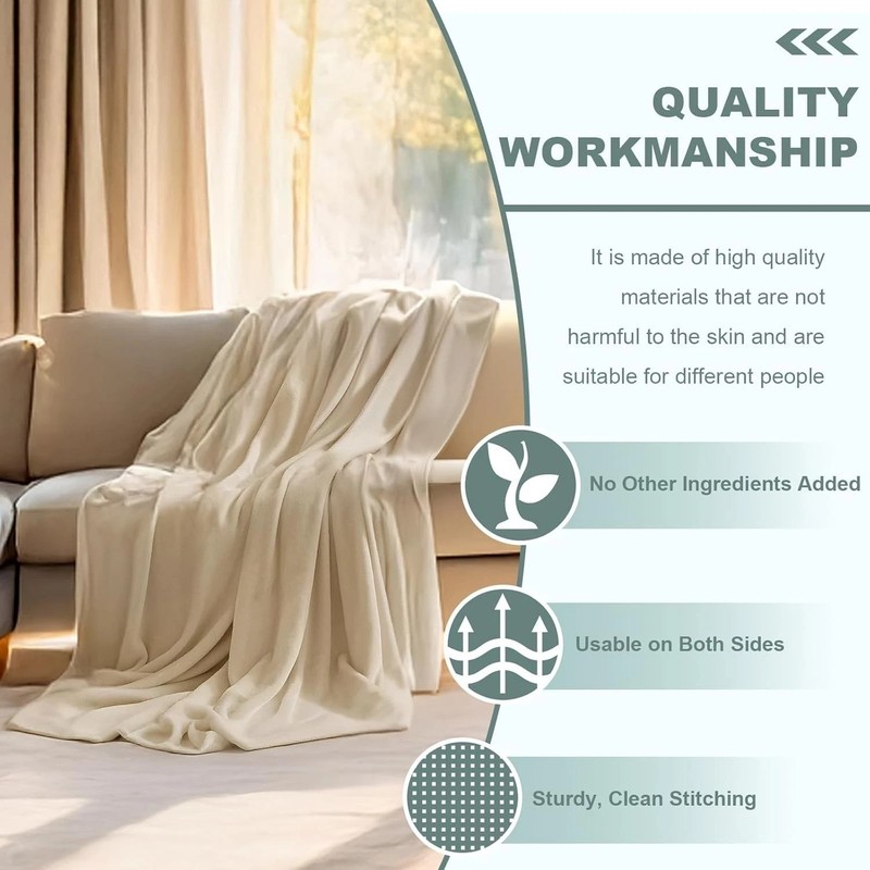 Beige Grounding Throw Blanket - Heavyweight Flannel for Enhanced Sleep Quality gallery