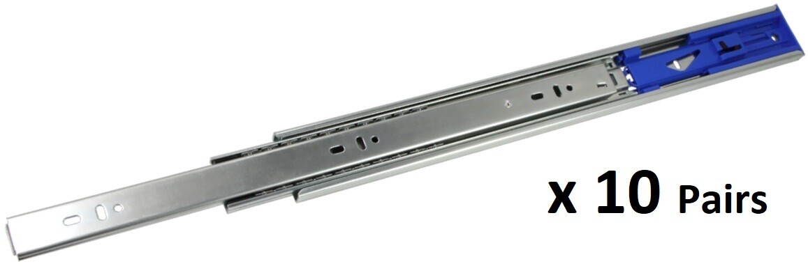 Silverline Soft Close Drawer Slide Ball Bearing Runners Full Extension - 10 Pair gallery