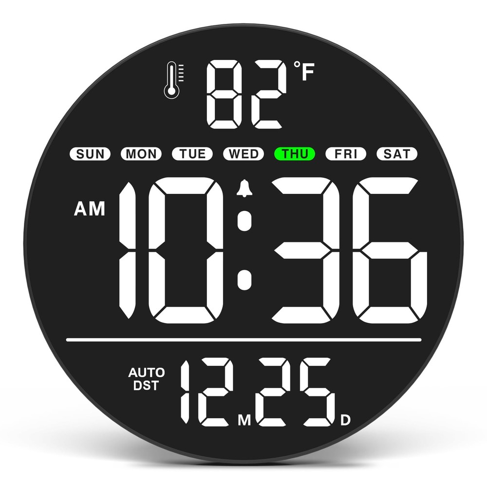WallarGe Large Digital Wall Clock with LED Display, Electric Wall Clock with ...