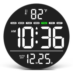 WallarGe Large Digital Wall Clock with LED Display, Electric Wall Clock with …