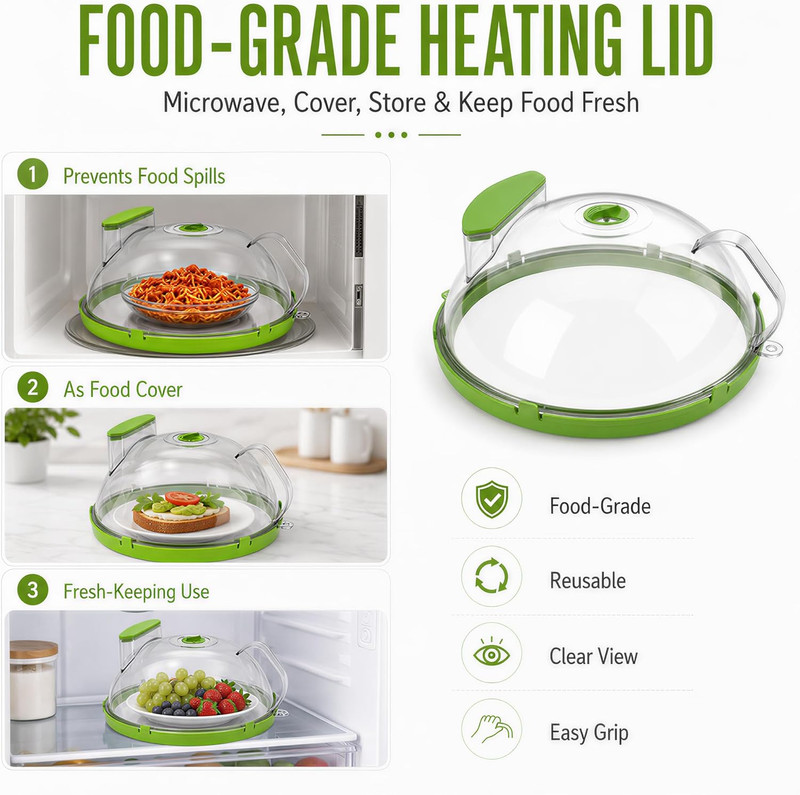 Microwave Splatter Cover with Steamer - Clear Food Cover & Kitchen Essential gallery