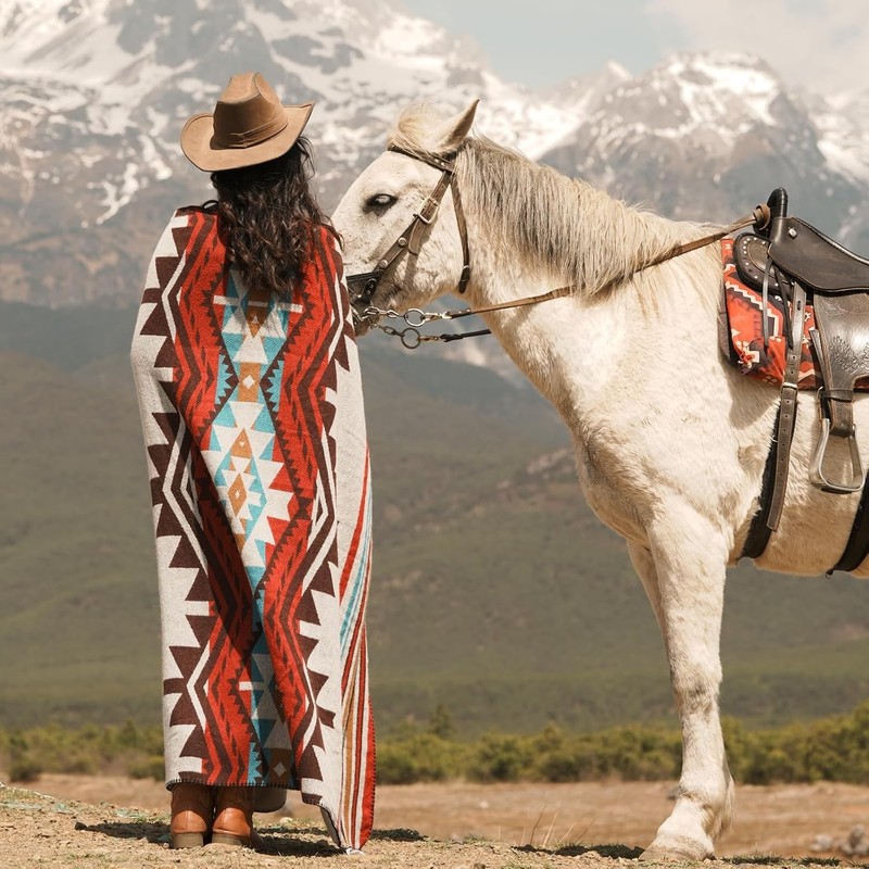 Aztec Throw Blanket with Soft Sherpa Lining, Traditional Southwestern Navajo ... gallery