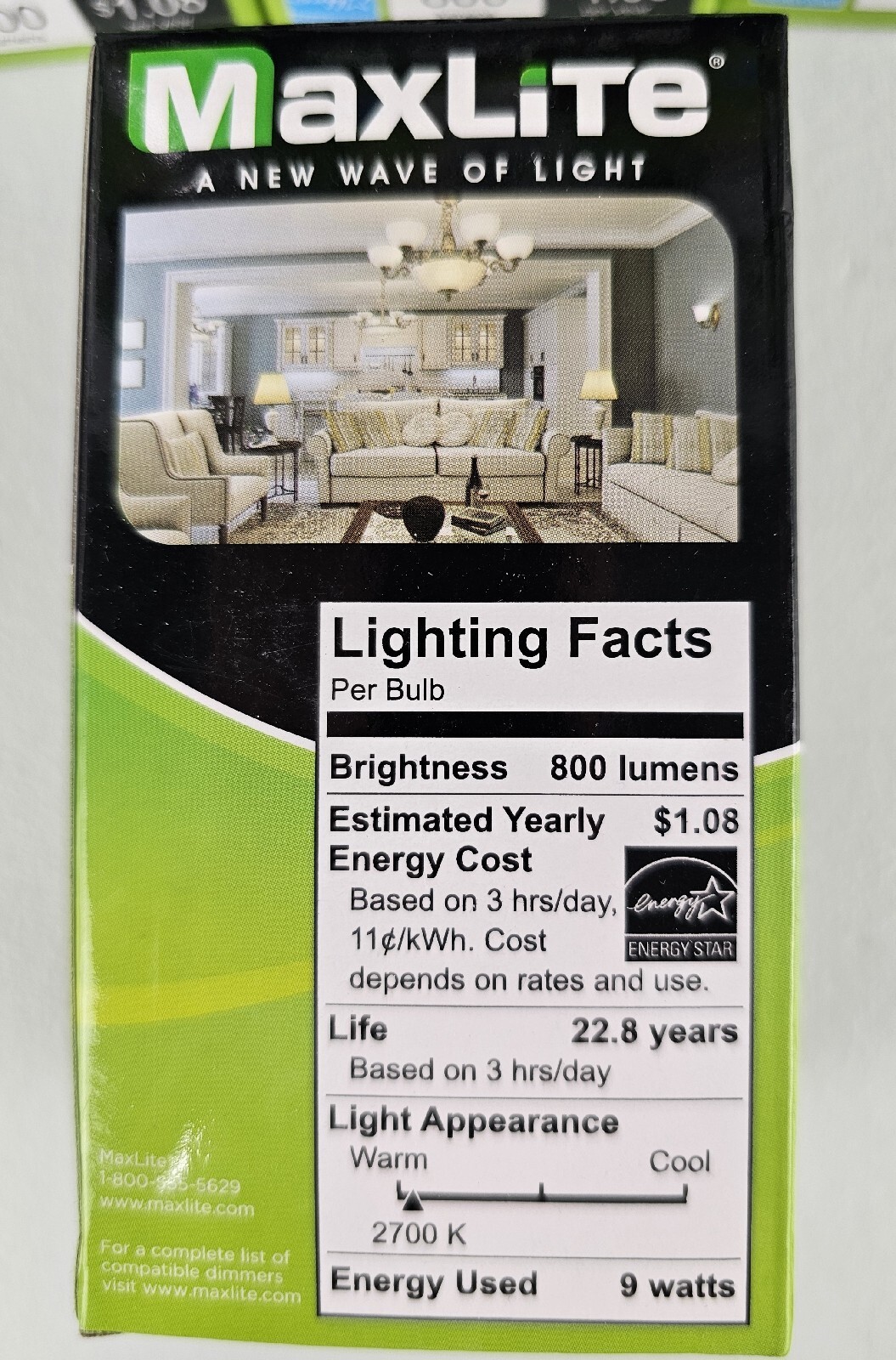 Lot 15 MAXLITE 60W Dimmable 2700K Soft White 800 Lumens 9W LED Replacement Bulbs gallery