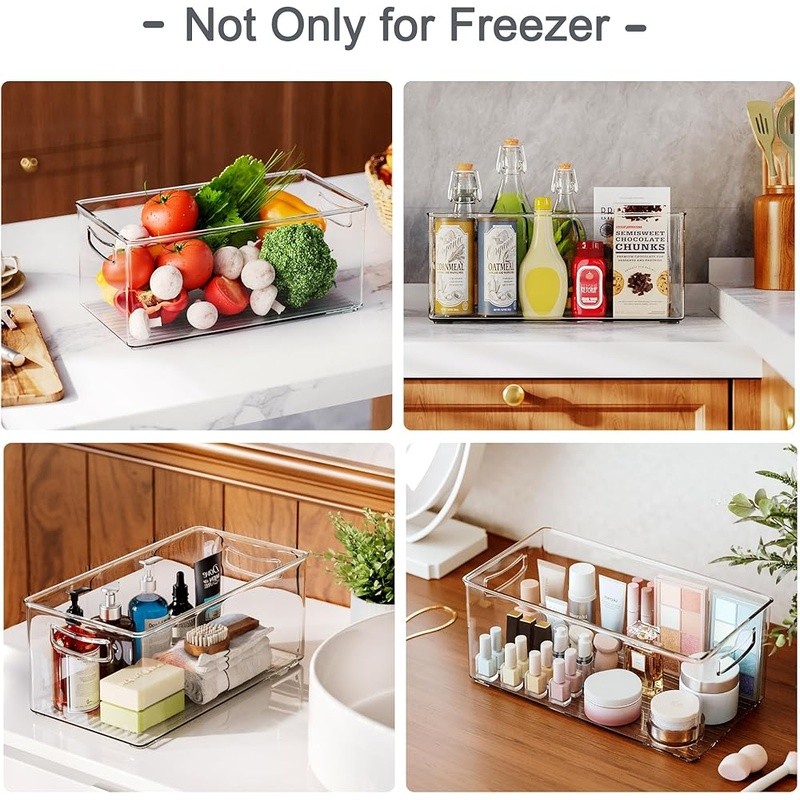 XL Clear Freezer Storage Bins Stackable Food Safe PET Durable Organizers New gallery