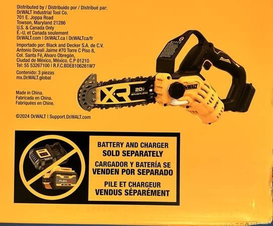 DEWALT XR Cordless Pruning Chainsaw, 20V, 8", Brushless DCCS623B gallery