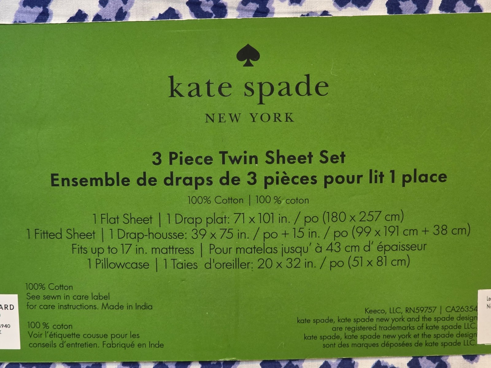 Kate Spade 3pc. 100% Cotton Twin Sheet Set - Leopard Floral gallery
