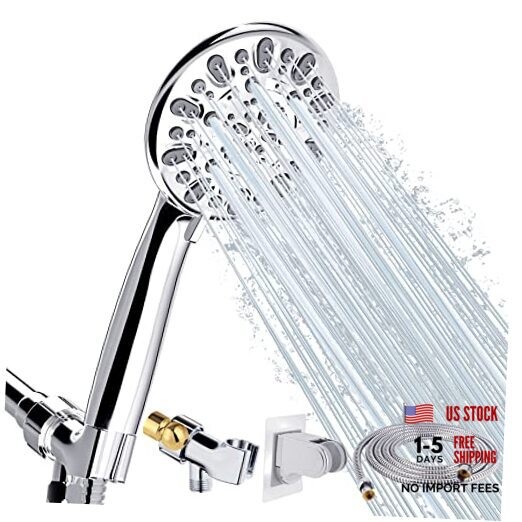 7-Spray Handheld Shower Head with Hose, High Pressure 5" Shower 2.5 GPM Chrome