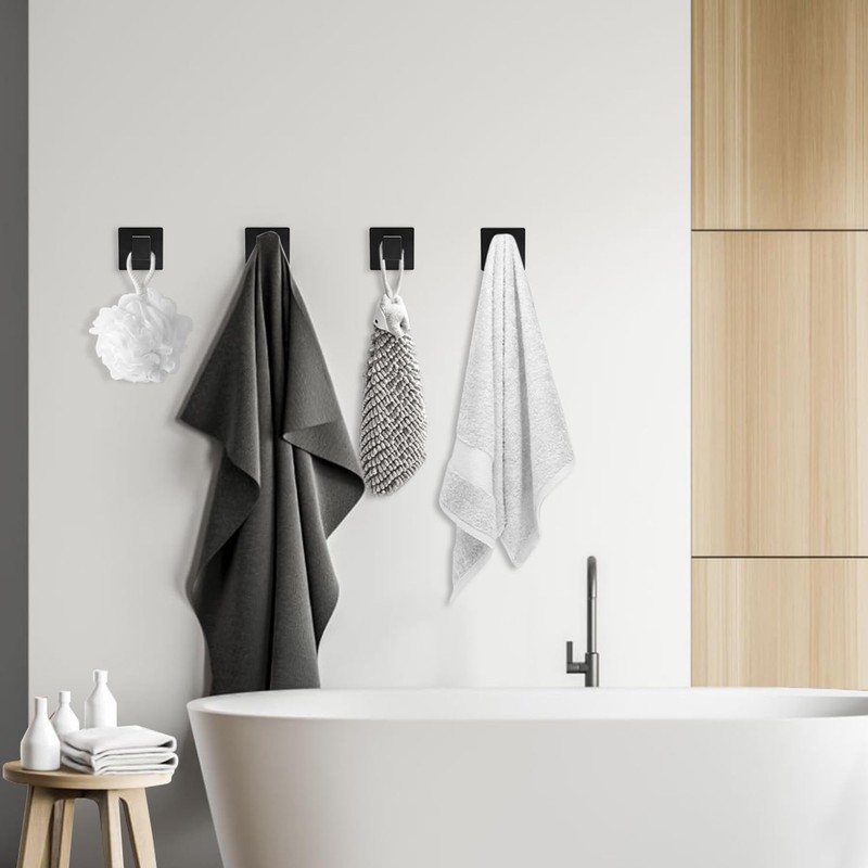 4 Pack Matte Black Towel Hooks for Bathroom Heavy Duty 33lb Stainless Steel New gallery