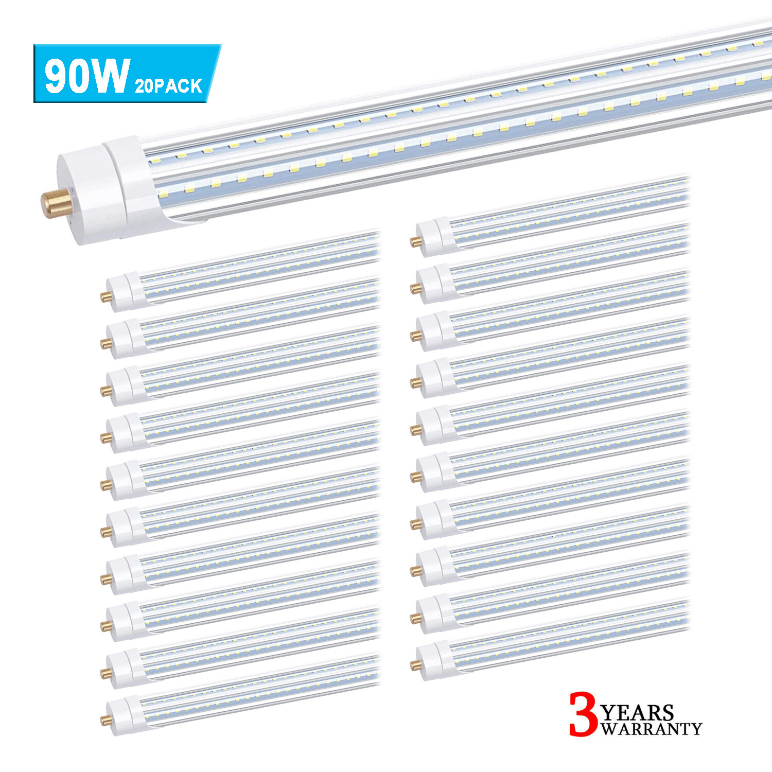 20Pcs 90W T8 8FT FA8 Single Pin Led Tube Light Bulbs 8' Led Shop Light 5000K gallery