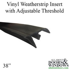 Vinyl Weatherstrip Insert for Adjustable Threshold 38″ â 5/8″ Cap, Black